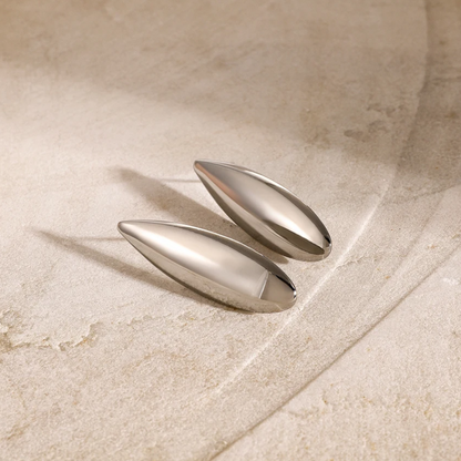 Long Teardrop Earrings - Pair - Stainless Steel