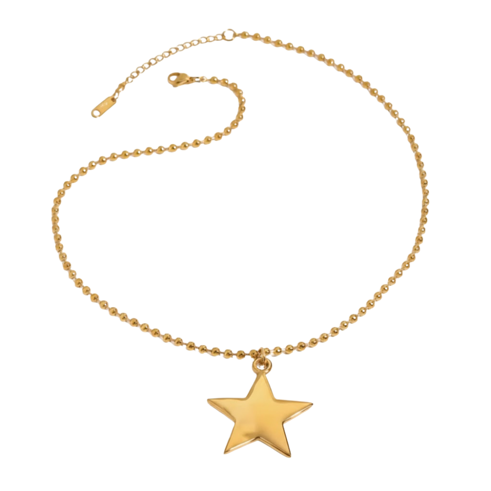 Ball Chain Star Pendant Necklace - Stainless Steel