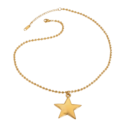 Ball Chain Star Pendant Necklace - Stainless Steel