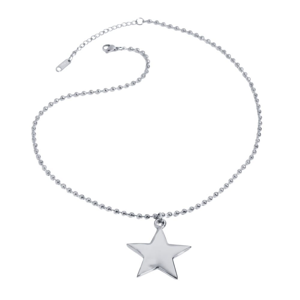 Ball Chain Star Pendant Necklace - Stainless Steel