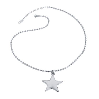 Ball Chain Star Pendant Necklace - Stainless Steel