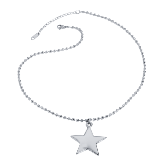 Ball Chain Star Pendant Necklace - Stainless Steel