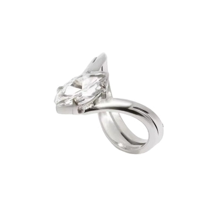 Marquise Shaped Zircon Crystal V-Shaped Ring - Stainless Steel
