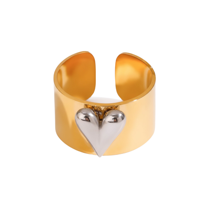 Two Tone Heart Ring - Stainless Steel