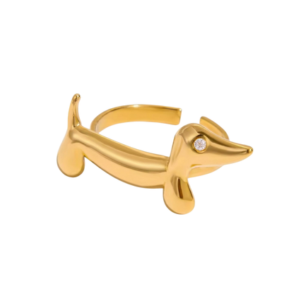 Adjustable Dachshund Dog Ring - Stainless Steel