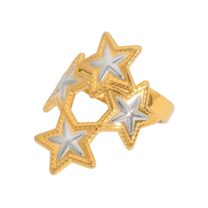 Multi Star Adjustable Ring - 18K Gold Plated Stainless Steel