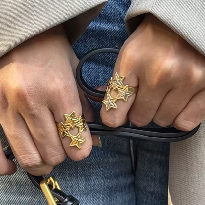 Multi Star Adjustable Ring - 18K Gold Plated Stainless Steel
