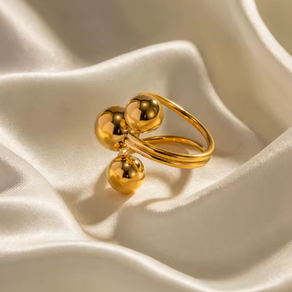 Triple Ball Adjustable Statement Ring - Stainless Steel