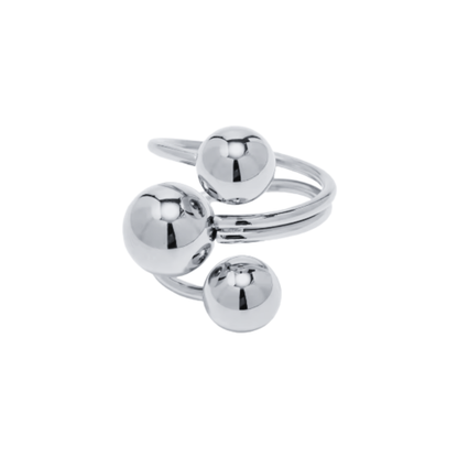 Triple Ball Adjustable Statement Ring - Stainless Steel