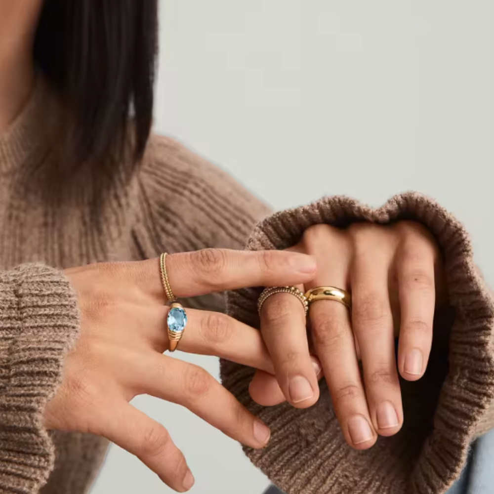 Oval CZ Crystal Ring - 18K Gold Plated Stainless Steel