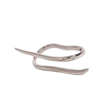 Twisted Line Double Finger Ring - Stainless Steel