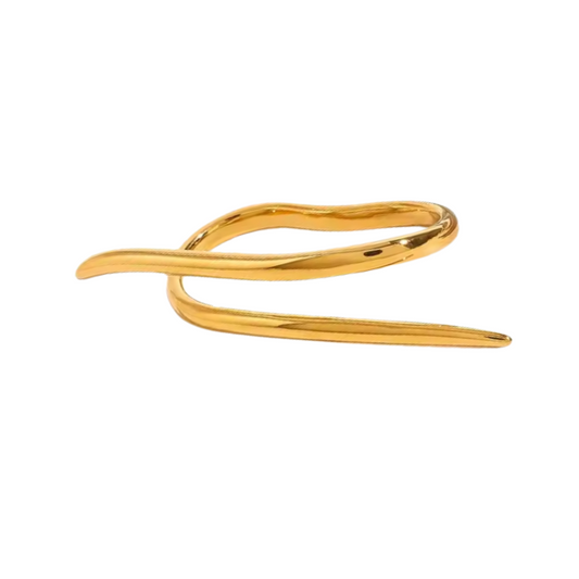 Twisted Line Double Finger Ring - Stainless Steel