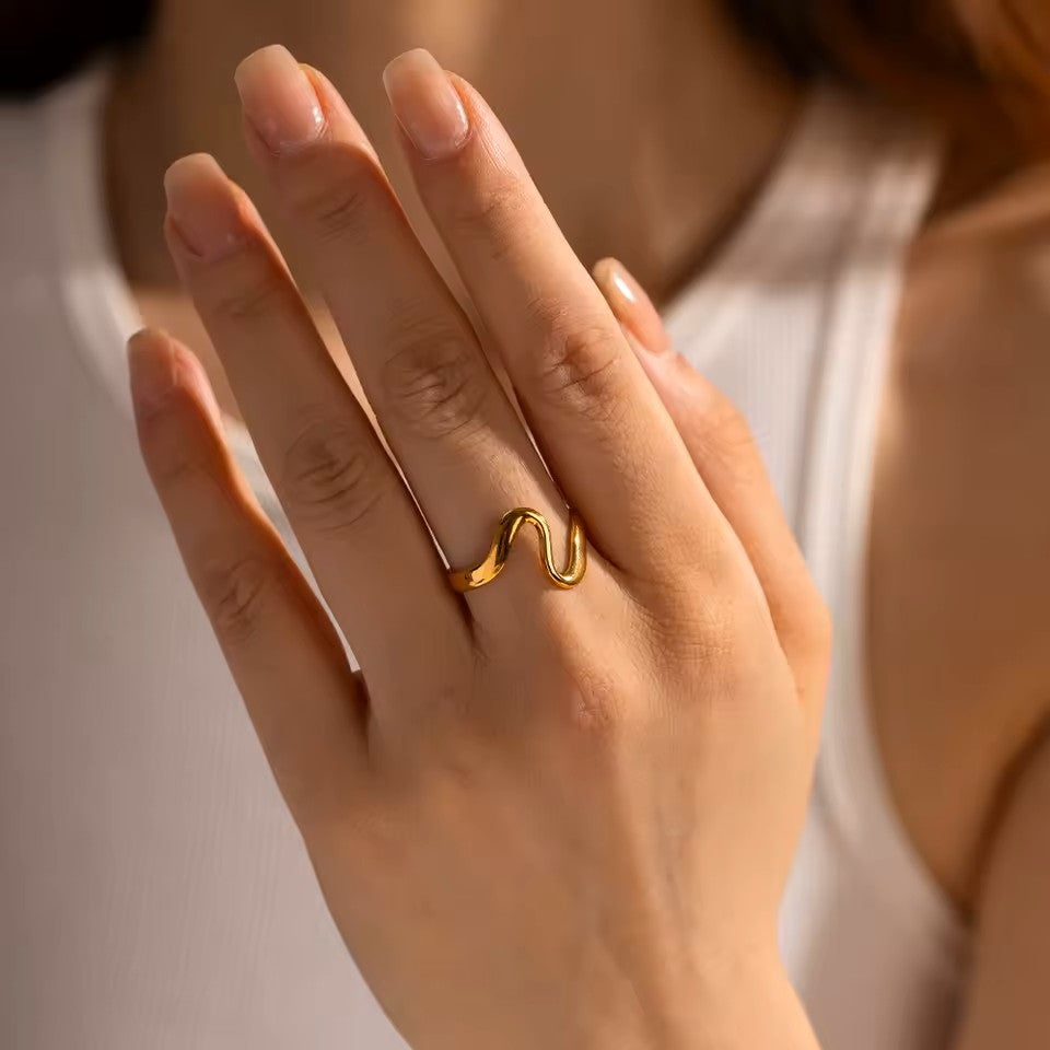 Abstract Wave Ring - Stainless Steel