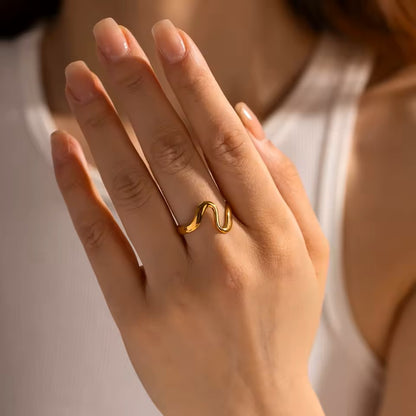 Abstract Wave Ring - Stainless Steel