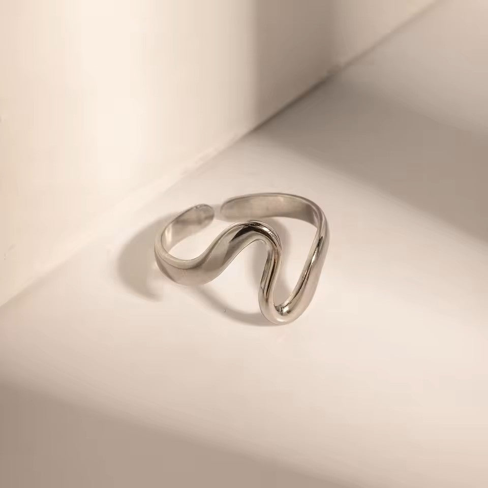 Abstract Wave Ring - Stainless Steel