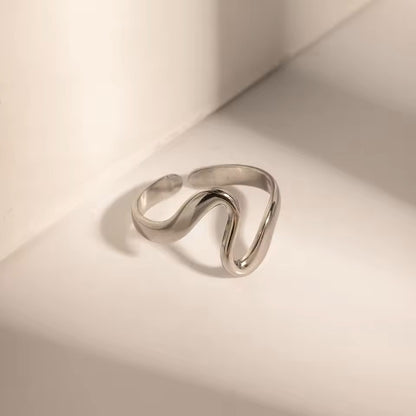 Abstract Wave Ring - Stainless Steel
