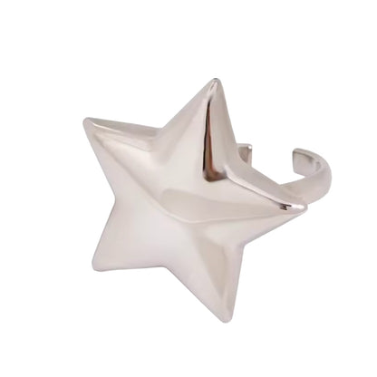 Adjustable Chunky Star Ring - Stainless Steel