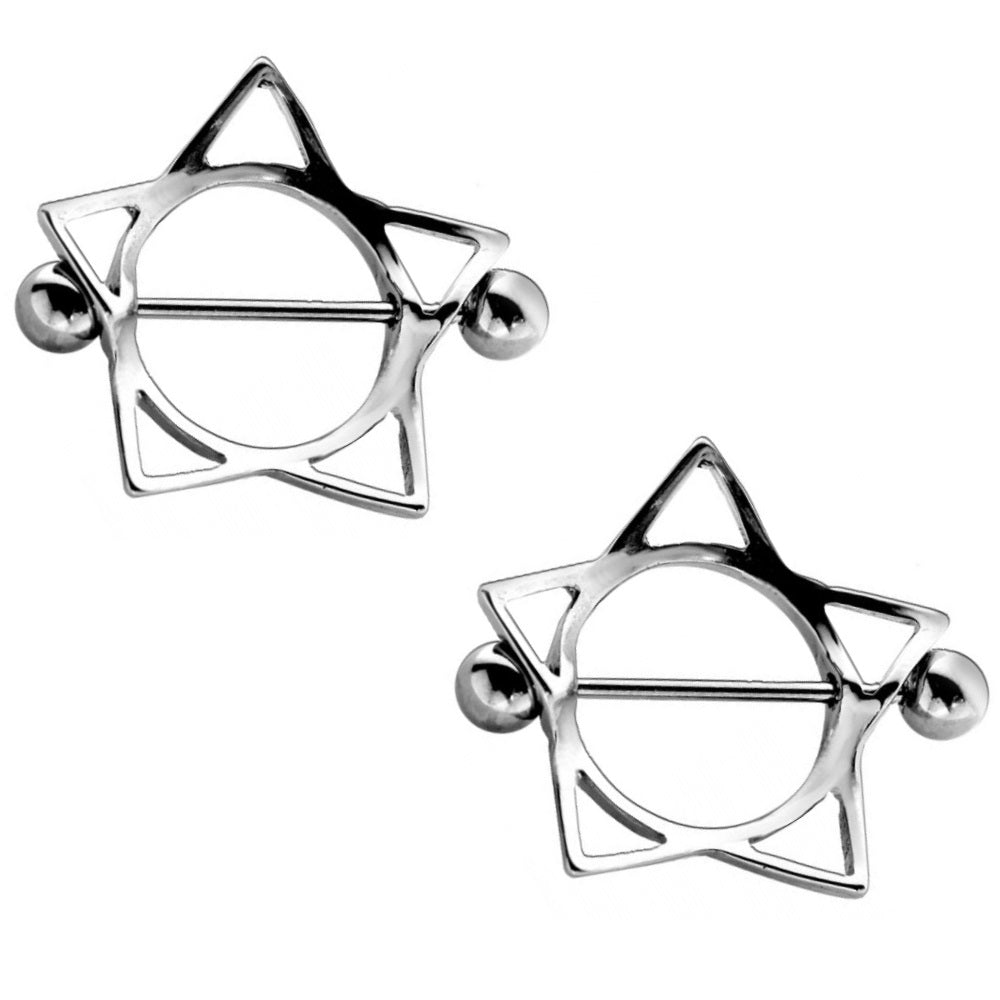 Star Outline Nipple Shields - Pair - Stainless Steel