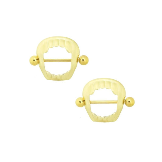 Gold Vampire Fang Nipple Shields - Pair - 316L Stainless Steel