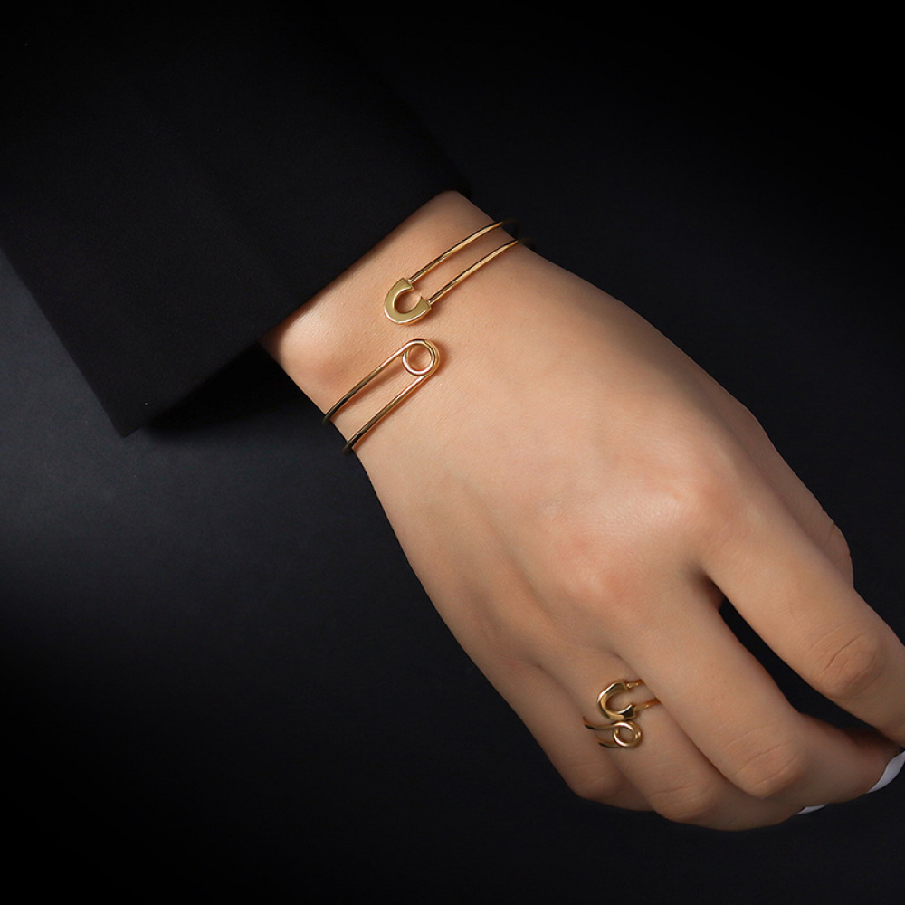 Safety Pin Adjustable Bracelet - Stainless Steel