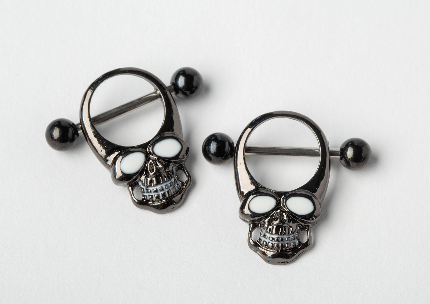 Skull Head Nipple Shields - Stainless Steel - Pair