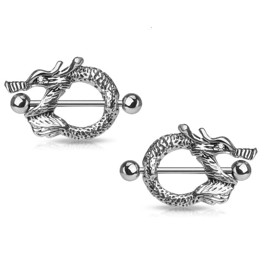 Dragon Fire Mouth Nipple Shields - Stainless Steel - Pair