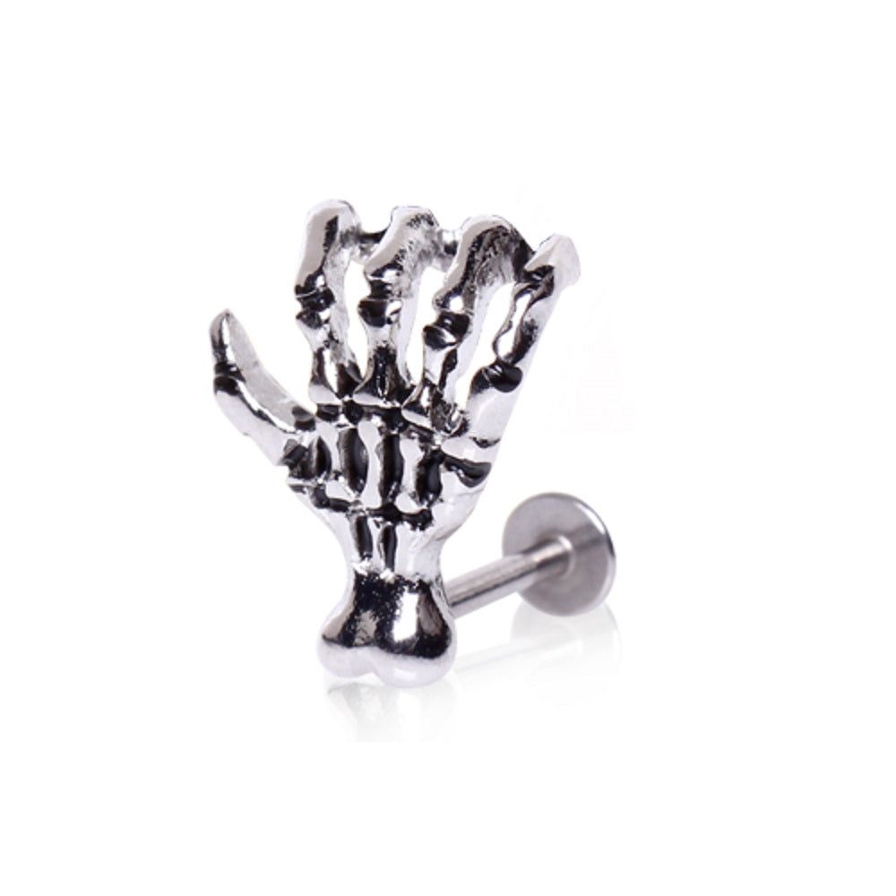 Zombie Skeleton Claw Flat Back Labret Stud - 316L Stainless Steel