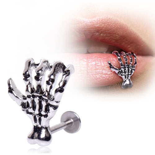 Zombie Skeleton Claw Flat Back Labret Stud - 316L Stainless Steel