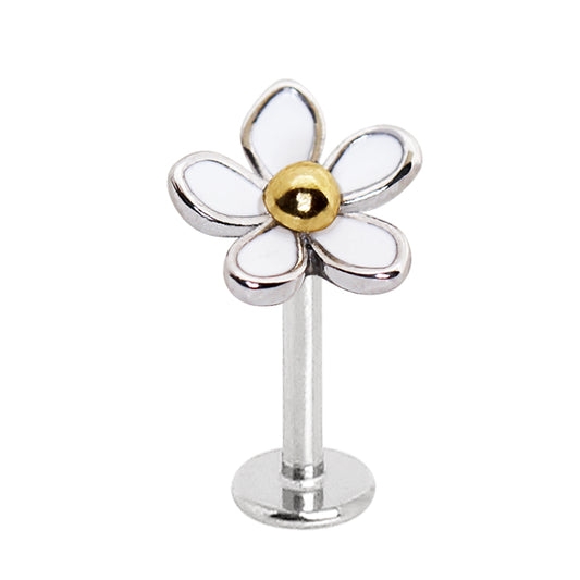 Sweet White Daisy Stud - Stainless Steel