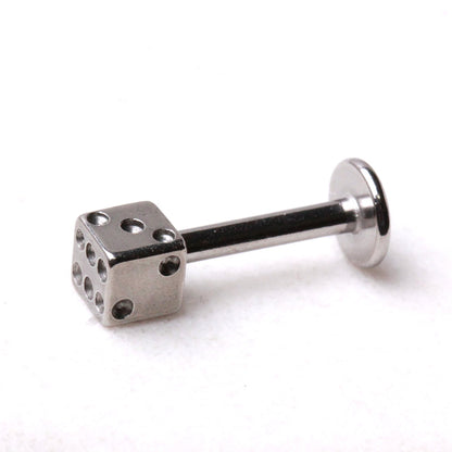 Dice Top Flat Back Stud - 316L Stainless Steel