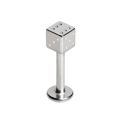 Dice Top Flat Back Stud - 316L Stainless Steel