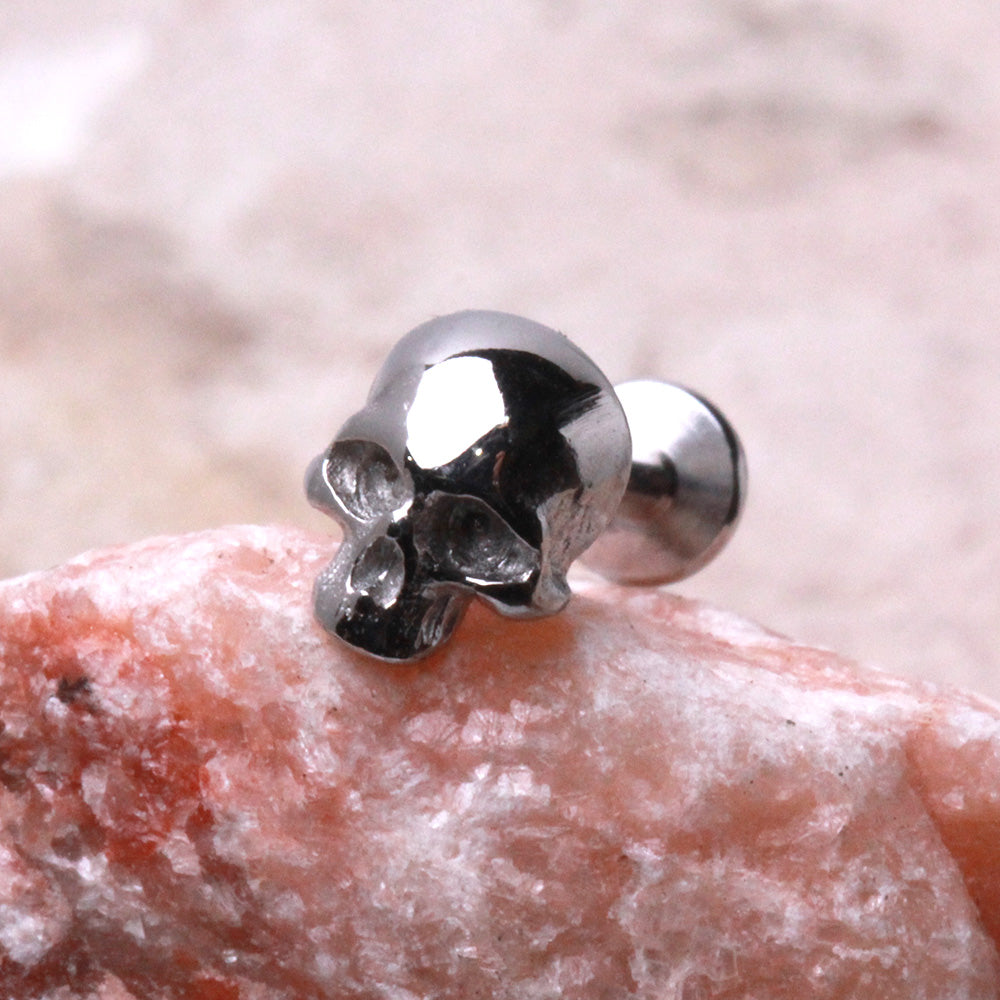 Threadless Push-In Skull Top Flat Back Stud - 316L Stainless Steel