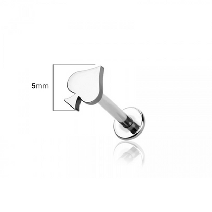 Internally Threaded Spade Top Flat Back Stud - 316L Stainless Steel