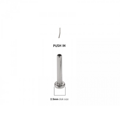 Threadless Push In Snake with Black CZ Crystal Center Flat Back Stud - 316L Stainless Steel