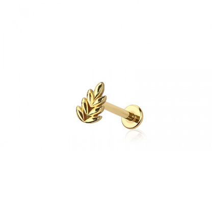 Threadless Push In Leaf Flat Back Stud - 316L Stainless Steel