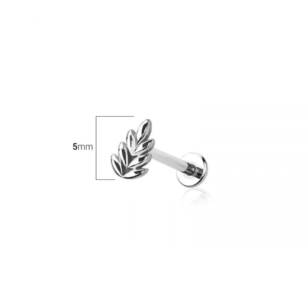 Threadless Push In Leaf Flat Back Stud - 316L Stainless Steel