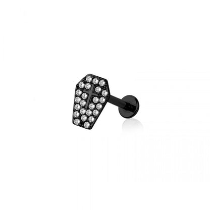 Threadless Push-In CZ Crystal Coffin Top Flat Back Stud - 316L Stainless Steel