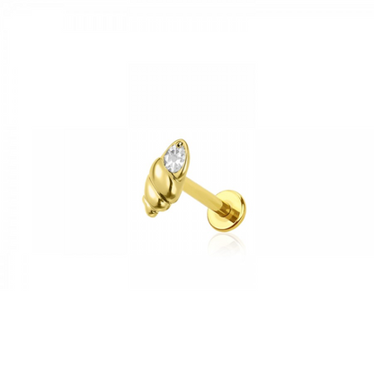 Threadless Push-In CZ Crystal Shell Flat Back Stud - 316L Stainless Steel