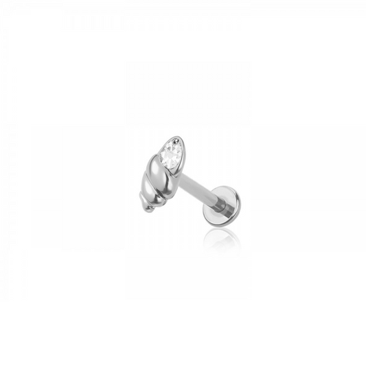 Threadless Push-In CZ Crystal Shell Flat Back Stud - 316L Stainless Steel