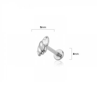 Threadless Push-In CZ Crystal Shell Flat Back Stud - 316L Stainless Steel