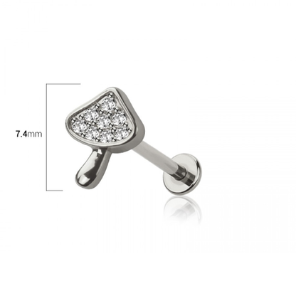 Threadless Push In CZ Crystal Mushroom Flat Back Stud - 316L Stainless Steel