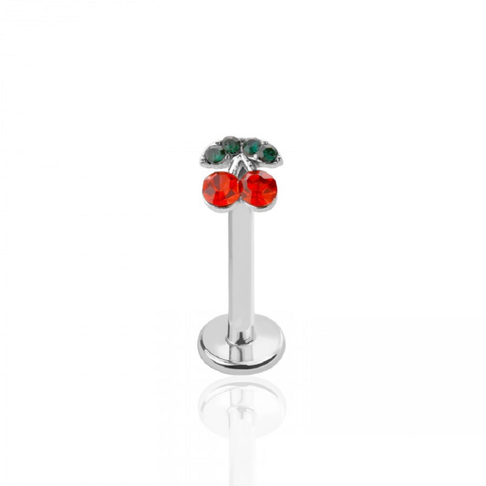 CZ Crystal Red Cherry Top Flat Back Stud - 316L Stainless Steel