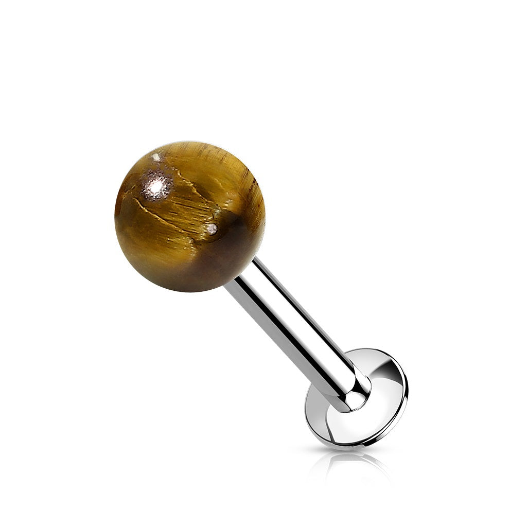 Natural Stone Internally Threaded Flat Back Stud - 316L Stainless Steel