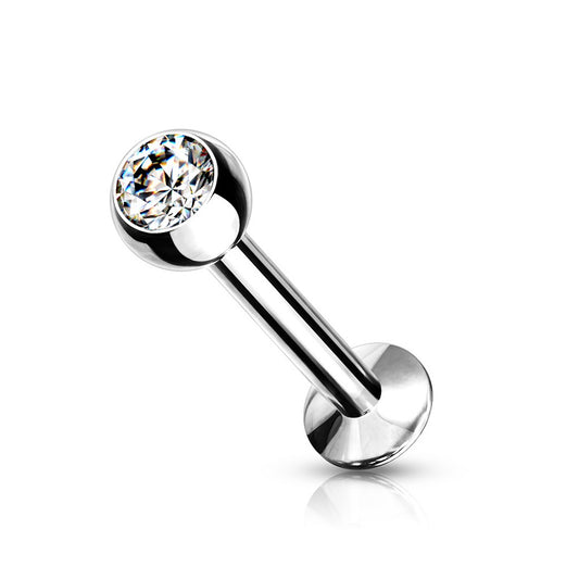 Internally Threaded Press Fit Crystal Labret Monroe Cartilage Stud - 316L Surgical Steel