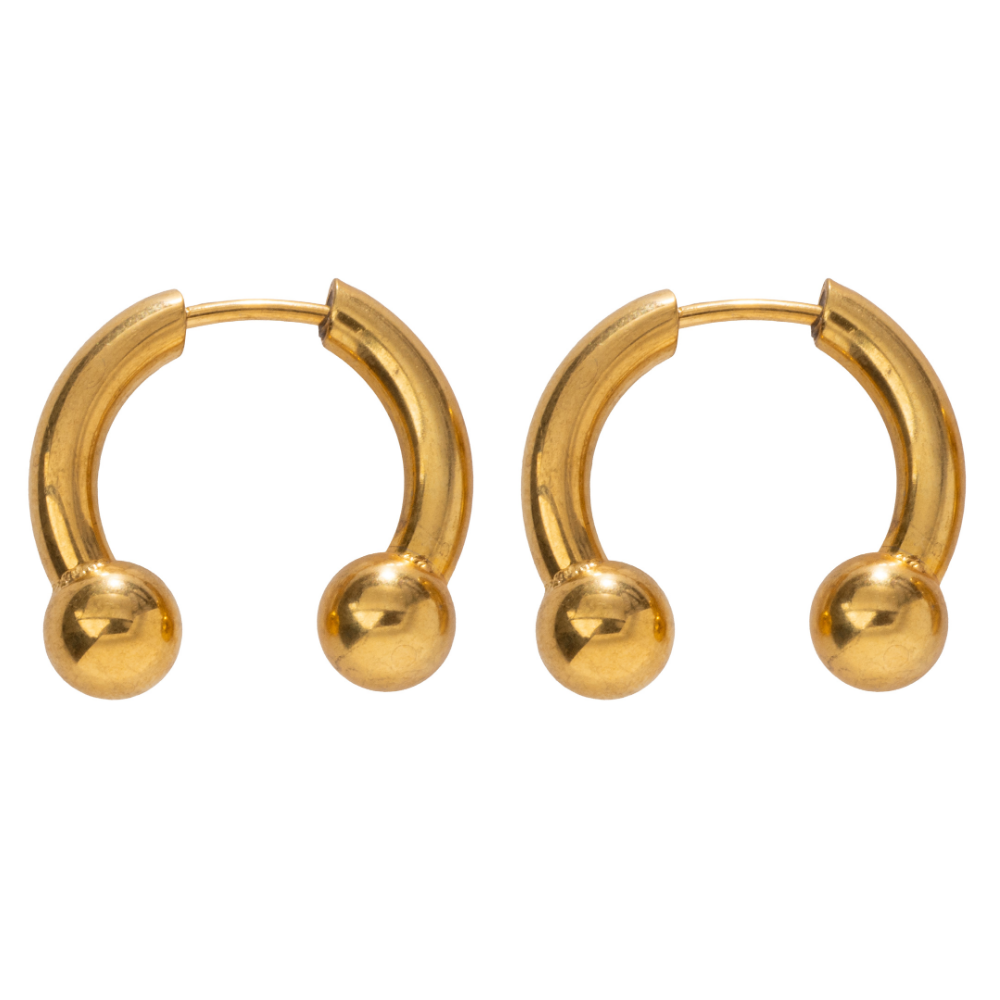 Faux Stretched 8GA Horseshoe Barbell Earrings - Pair - Stainless Steel