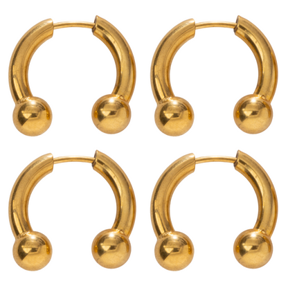 Faux Stretched 8GA Horseshoe Barbell Earrings - Pair - Stainless Steel
