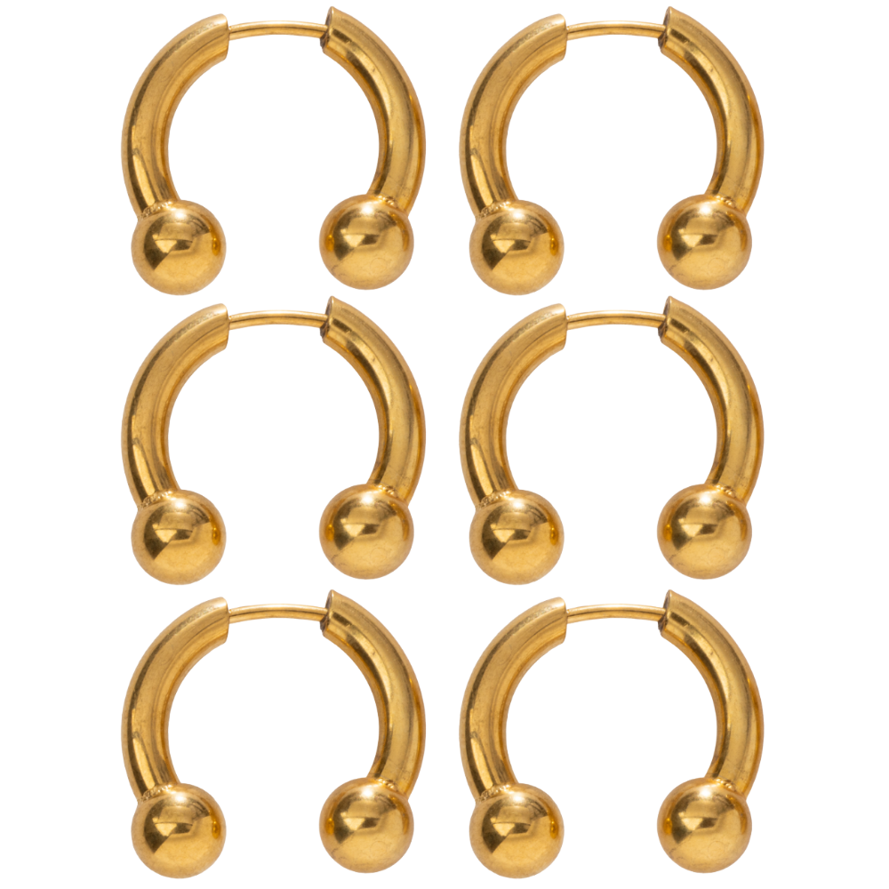 Faux Stretched 8GA Horseshoe Barbell Earrings - Pair - Stainless Steel