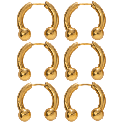 Faux Stretched 8GA Horseshoe Barbell Earrings - Pair - Stainless Steel