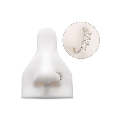Marquise Staggered CZ Cluster Side Facing Hinged Segment Clicker - 14kt Gold