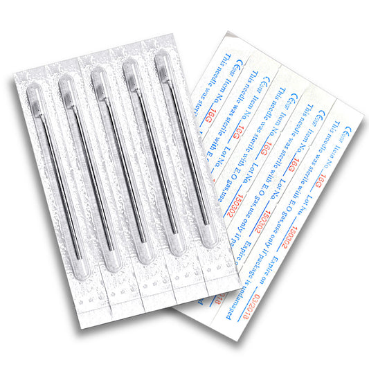 Set of 10 EO Gas Sterilized Disposable Piercing Needles - 316L Surgical Steel